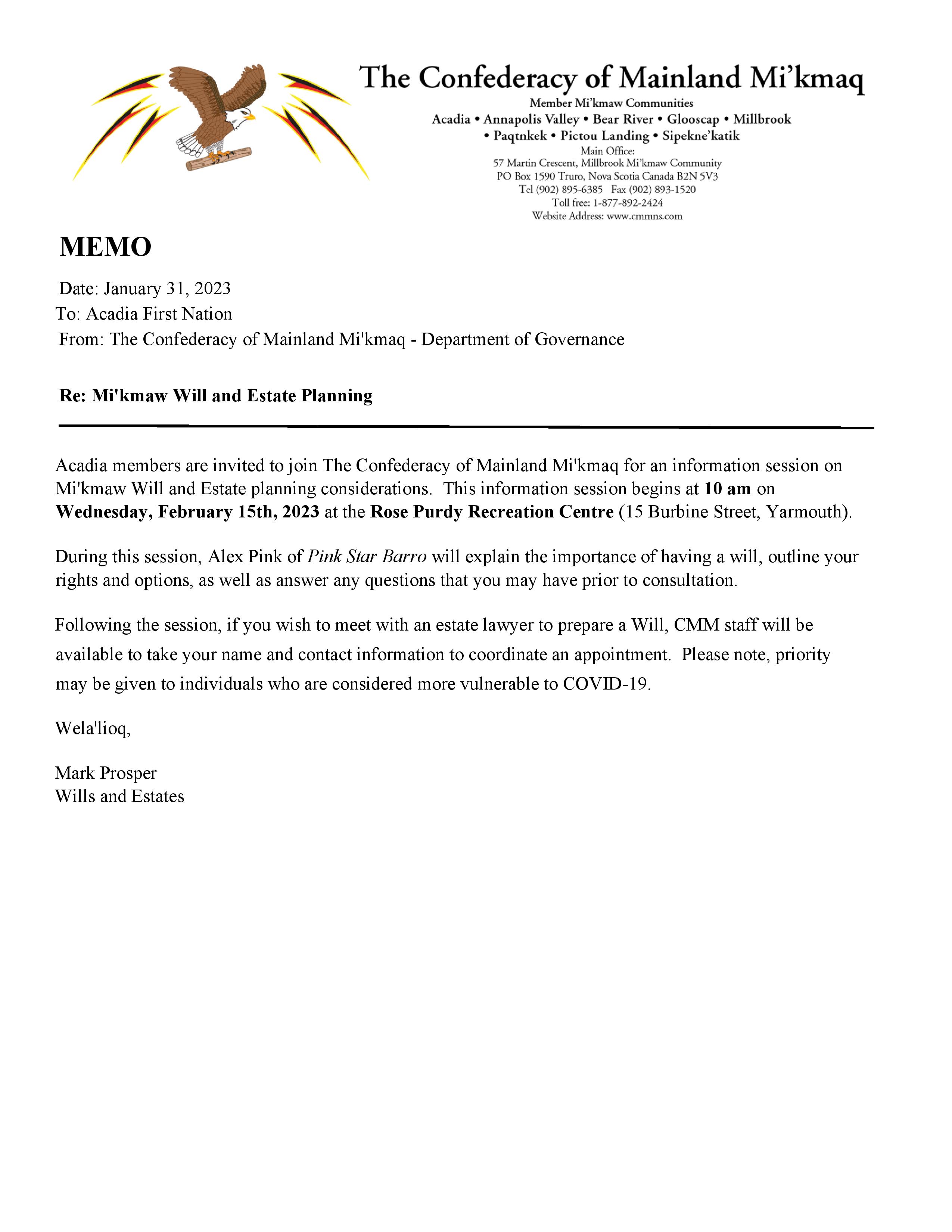 Acadia Community Notice January 2023 page 001